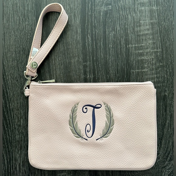 Thirty-One Jewell “T” Embroidered Clutch Wristlet - Picture 1 of 11